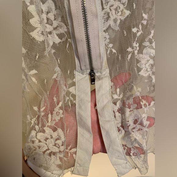 Vintage Free People sheer lace double zip ruffle shirt blouse top women’s Small - Picture 5 of 10